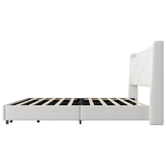 Bellemave® Queen Size Upholstered Platform Bed with Storage Headboard, LED, USB Charging and 2 Drawers