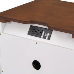 Bellemave Wooden Nightstand with USB Charging Ports and 3 Drawers Bellemave