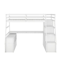 Bellemave® Loft Bed with 7 Drawers 2 Shelves and Desk