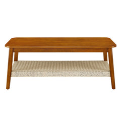 Bellemave® 47.25" Mid-Century Coffee Table with Woven Shelf