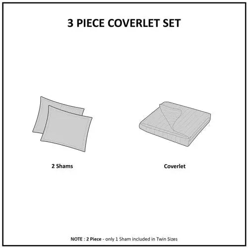 Bellemave 3 Piece Reversible Scalloped Edge Quilt Set Bellemave
