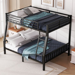 Bellemave® Full XL Over Queen Metal Bunk Bed with Ladder and Slats Support