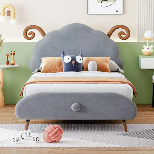 Bellemave® Upholstered Platform Bed with Sheep-Shaped Headboard Bellemave®