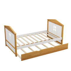 Bellemave® Twin Size House Shape Bed with Trundle Bed