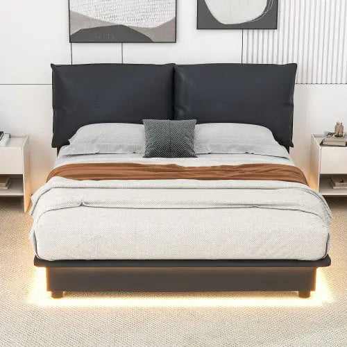 Bellemave® Upholstered Platform Bed with Sensor Light and Ergonomic Design Backrests Bellemave®