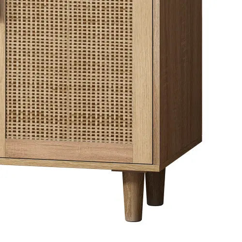 Bellemave 62.20"Elegant and Functional 4-Door Rattan Decorative Storage Cabinet Bellemave