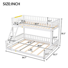 Bellemave® Twin XL over Queen Bunk Bed with Ladder and Guardrails