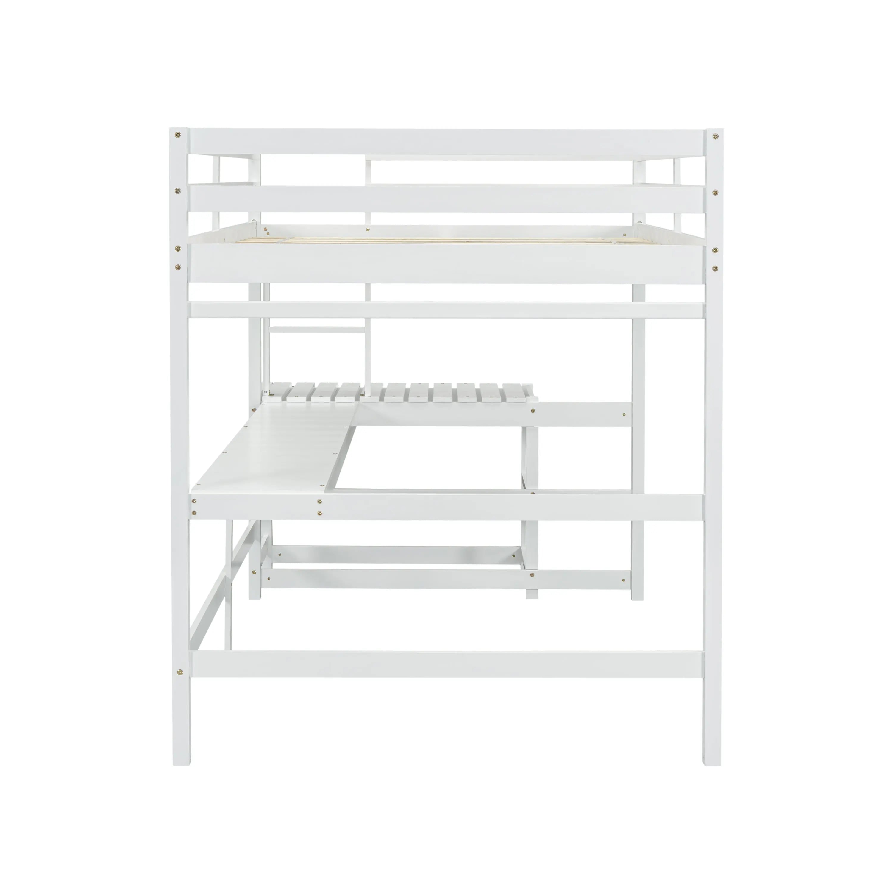 Bellemave® Full Size Loft Bed with Built-in Desk, Ladder Platform, Ladders, Guardrails Bellemave®