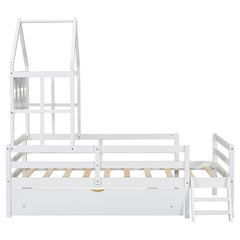 Bellemave® Twin Size House Platform Bed with Guardrail and Drawer