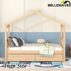 Bellemave® Wooden House Bed with 2 Drawers