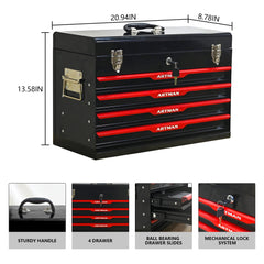 Bellemave® 20-inch Steel Portable Tool Box With Drawers - Tool Storage Box Organizer With Metal Lock Closure Device - Powder-coated Tool Storage Cabinet Bellemave®