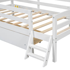 Bellemave® Twin Size House Platform Bed with Guardrail and Drawer