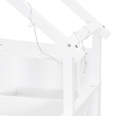 Bellemave® Full Size House Bed with LED Light and Storage Shelves, Drawers and Guardrail