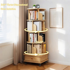 Bellemave® Rotating Bookshelf, 360¡ã Display Round Stackable Spinning Bookshelf, Revolving Round Book Shelf, Space-Saving