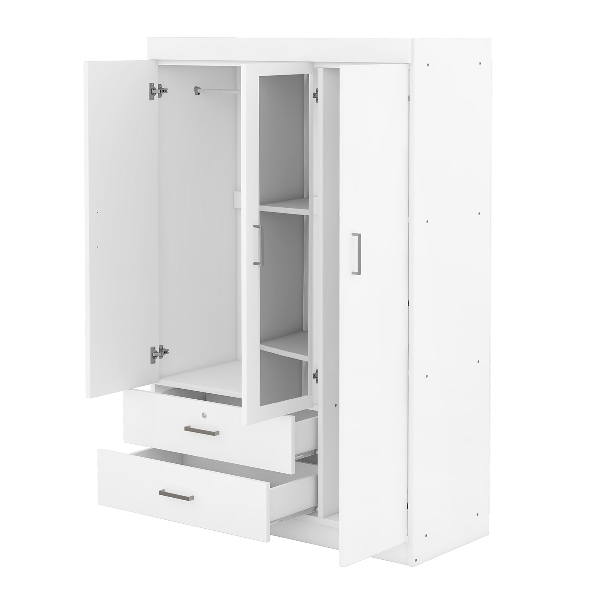 Bellemave® 3-Door Mirror Wardrobe with Shelves Bellemave®