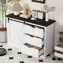 Bellemave® Storage Cabinet with Silent Sliding Doors and Three Drawers