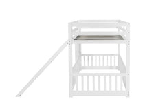 Bellemave® Twin Size Solid Pine Wood Floor Bunk Bed with Slide and Ladder, Door and Safety Guardrails