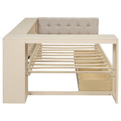 Bellemave®  Wood Daybed with Storage Shelves, Drawers, Charging Station and Upholstered Headboard