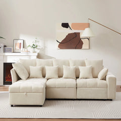 Bellemave® 96.45" Modular Sofa Couch with Three USB Ports, a Removable Storage Ottoman and Five Back Pillows Bellemave®