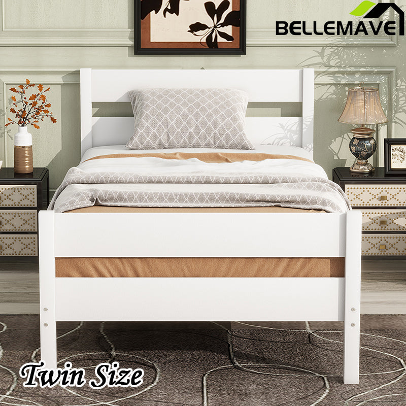 Bellemave® Twin Size Platform Bed with Headboard and Footboard