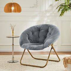 Bellemave® Faux Fur Cozy Saucer Chair with Metal Frame and Anti-Slip Leg