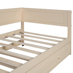 Bellemave® Twin Size Wood Daybed with Trundle and Guardrail