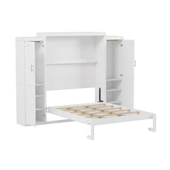 Bellemave® Murphy Bed with Two Wardrobe and Storage Shelf