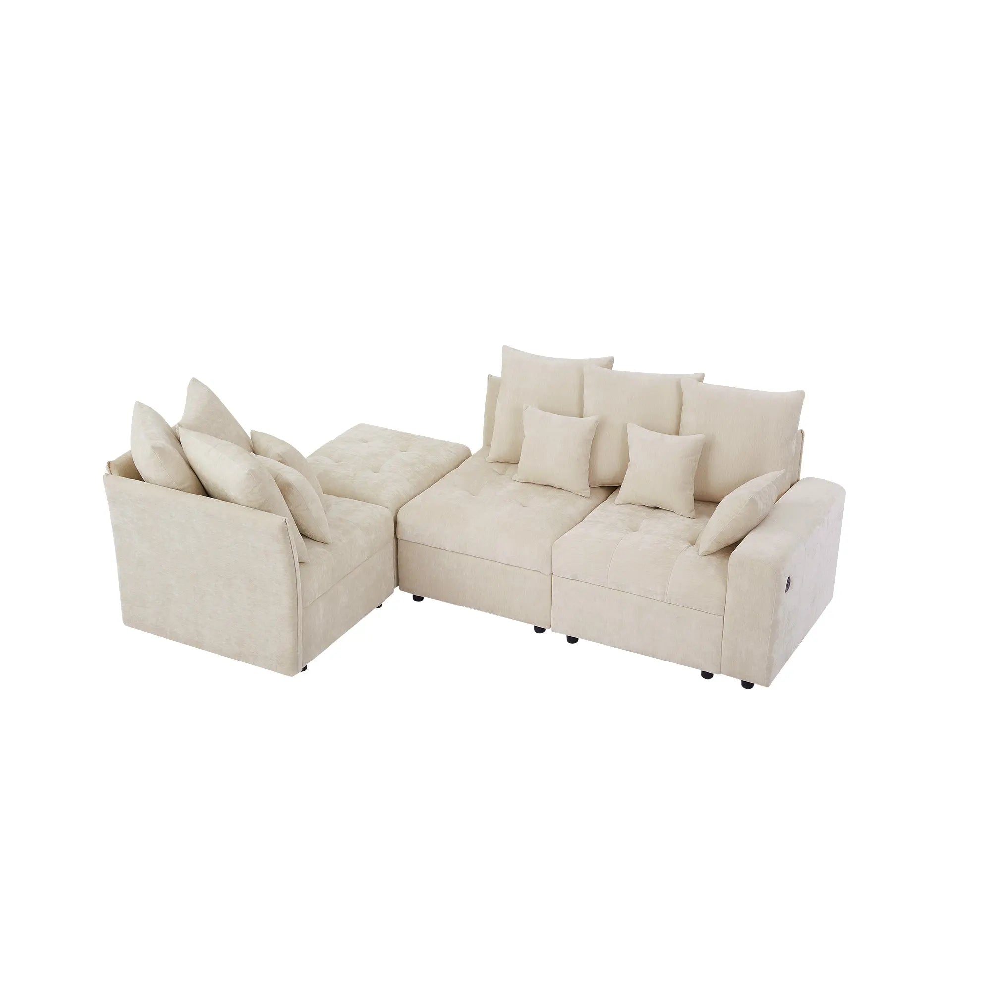 Bellemave® 96.45" Modular Sofa Couch with Three USB Ports, a Removable Storage Ottoman and Five Back Pillows Bellemave®