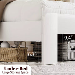 Bellemave® White Solid Wood Platform Bed with Headboard, Footboard & Storage Bellemave®
