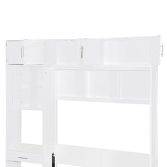 Bellemave® Full Size Wall Murphy Bed with Desk, Top Cabinet and Storage Shelves