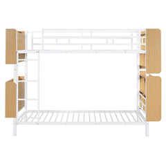 Bellemave® Metal Bunk Bed with Ladder and Full-Length Guardrail, Storage Space(Convertible)