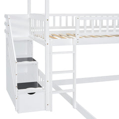 Bellemave® Twin Size House Bunk Bed with Two Drawers and Slide