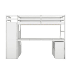 Bellemave® Loft Bed with 7 Drawers 2 Shelves and Desk