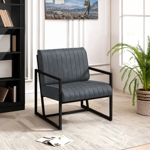 Bellemave® Modern Fashion PU Leather Feature Armchair with Metal Frame Extra-Thick Padded Backrest and Seat Cushion Bellemave®