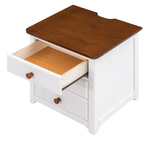 Bellemave Wooden Nightstand with USB Charging Ports and 3 Drawers Bellemave