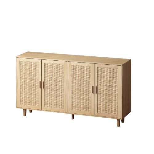 Bellemave 62.20"Elegant and Functional 4-Door Rattan Decorative Storage Cabinet