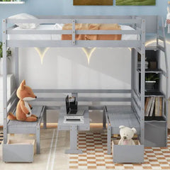 Bellemave® Full Size Bunk Bed with Staircase,The Down Bed Can be Convertible to Seats and Table Set Bellemave®