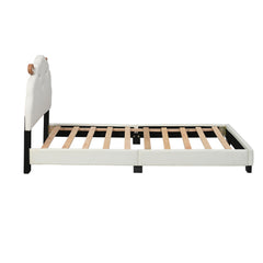 Bellemave® Twin Size Platform Bed with Sheep Design Headboard