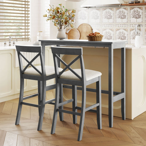 Bellemave® 48" Rectangular Wood Bar Height Dining Set with 2 Chairs Bellemave®