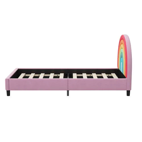 Bellemave® Twin Size Rainbow Design Upholstered Platform Bed Bellemave®