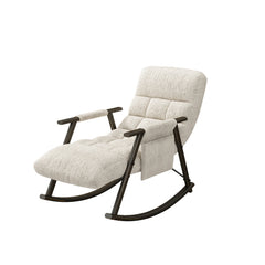 Bellemave® Casual Folding Upholstered Rocking Chair , Adjustable High Back and Foot Rest , with Side Pockets Placed