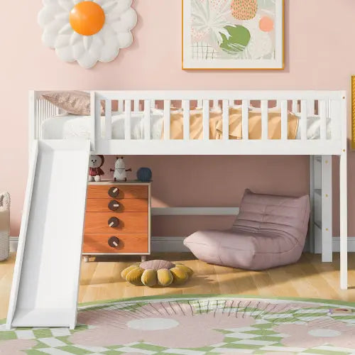 Bellemave® Low Loft Bed with Ladder and Slide Bellemave®