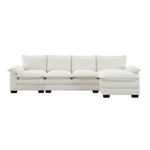 Bellemave® 118" Modern L-shaped Chenille Cloud Sofa with Double Seat Cushions