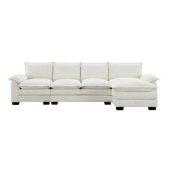 Bellemave® 118" Modern L-shaped Chenille Cloud Sofa with Double Seat Cushions