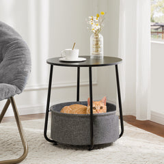 Bellemave® Small Round Side End Table with Fabric Basket