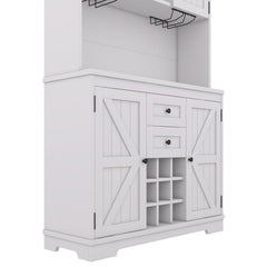 Bellemave® Farmhouse Wine Cabinet with Drawers shelves and cabinets, Buffet Cabinet Wine & Glass Racks