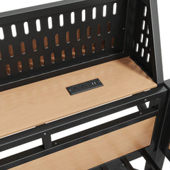 Bellemave® Loft Bed with Ladder, Storage Shelves & Slide,Wardrobe & Pegboard, Metal Loft Bed Frame with USB Ports & LED Lights Bellemave®