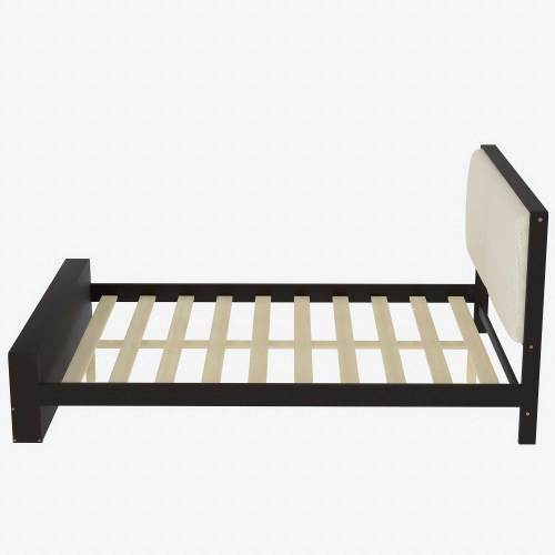 Bellemave® Platform Bed with Upholstered Headboard and Bookshelf in Footboard and LED Light Strips