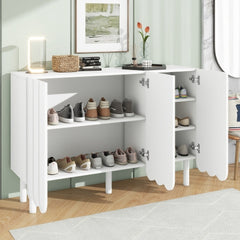 Bellemave® Cream Style Minimalist Shoe Cabinet with 5 Solid Wood Legs and Adjustable Shelves