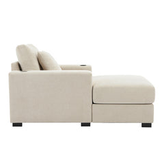 Bellemave® Oversized Chaise Lounge with Pillows, Charge Station & Cup Holders